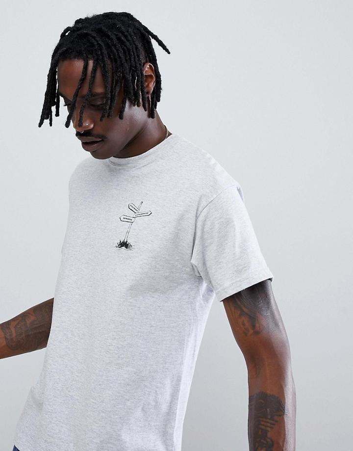 Esn Chest Print T-shirt - Gray