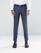 Asos Skinny Suit Pants In Navy Sheen Fabric - Navy
