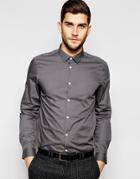 Asos Smart Shirt In Gray With Long Sleeve - Mid Gray