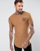 Siksilk T-shirt In Stone With Curved Hem - Stone