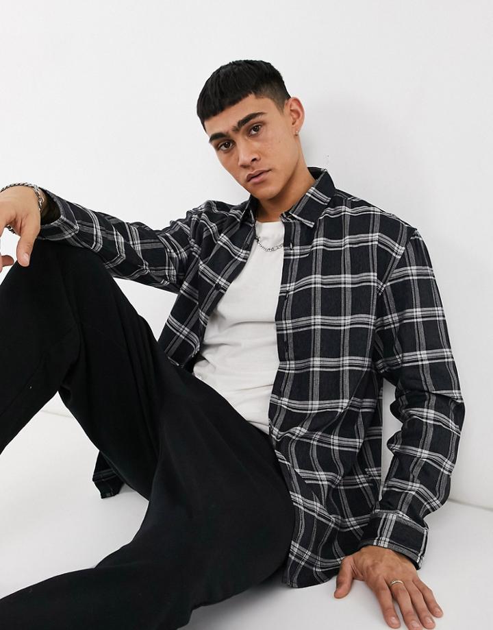 Pull & Bear Check Shirt In Navy-blues