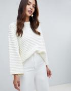 Y.a.s Textured Knitted Boxy Cropped Sweater - White