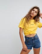 Adolescent Clothing Boyfriend T-shirt With U Ok Hun Slogan - Yellow