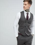 Asos Wedding Slim Suit Vest 100% Wool Houndstooth In Putty - Beige