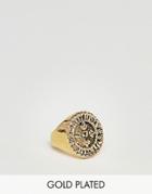 Asos Pinky Signet Ring In Gold Plated - Gold