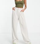 Asos Design Tall Wide Leg Linen Pants In Oatmeal-neutral