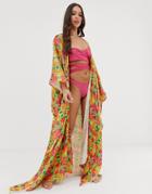 Sian Marie Hemera Beach Kimono In Tropical - Multi