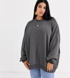 Asos Design Curve Oversized Super Soft Sweat In Charcoal-black