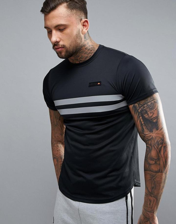 Ellesse Sport Compression T-shirt With Reflective Panel - Black