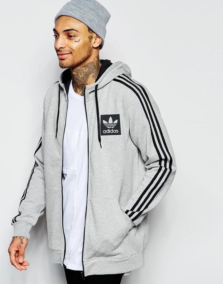 Adidas Originals Hoodie With Box Logo Aj8086 - Gray