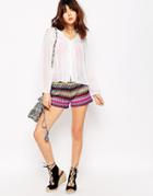 Brave Soul Rainbow Knitted Shorts - Multi