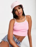 Pull & Bear Los Angeles Cropped Top In Pink