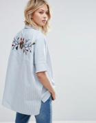 Mango Embroidered Back And Stripe Detail Shirt - Multi