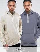 Asos Oversized Hoodie 2 Pack Washed Black/beige - Multi