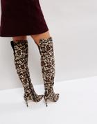 Kg By Kurt Geiger Leopard Heeled Knee High Boots - Beige