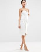 Asos Asymmetric Bandeau Midi Dress - White