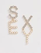 Asos Design Earrings In Pearl And Crystal Sexy Slogan Design In Gold Tone