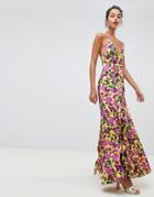 Keepsake Infinity Strappy Gown In Floral Print - Yellow