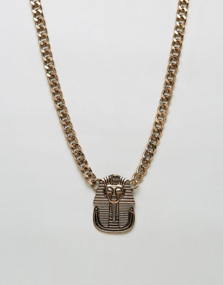 Asos Necklace With Egyptian Pendant In Gold - Gold