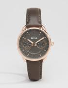 Fossil Tailor Leather Watch - Gray