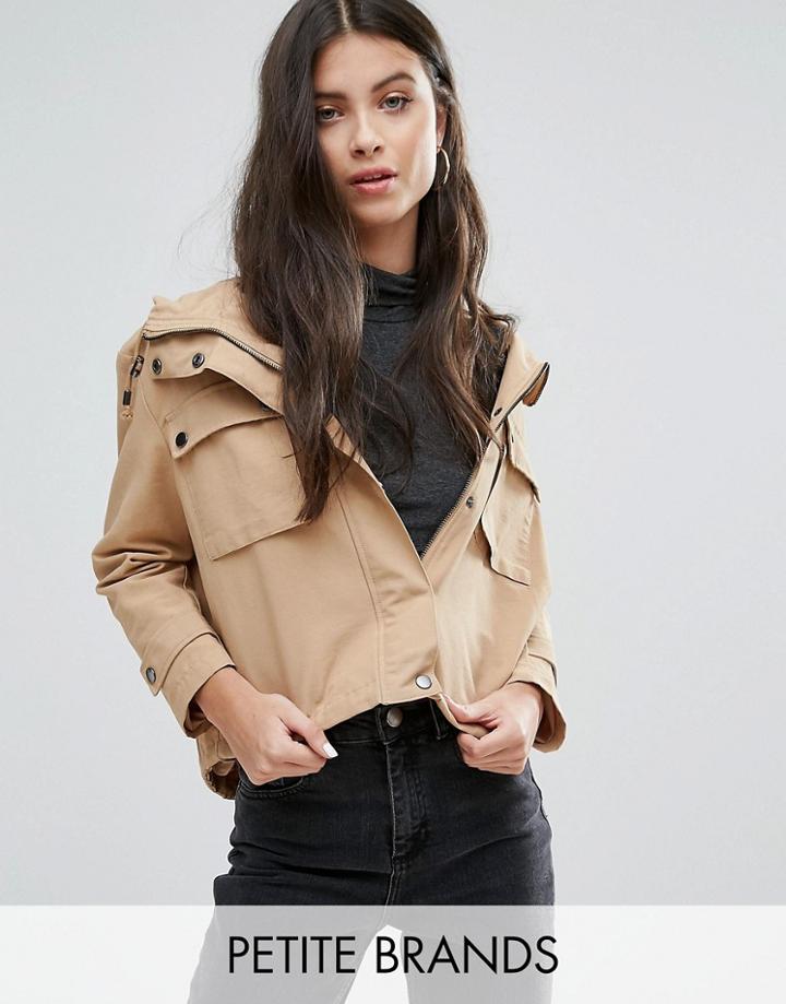 New Look Petite Cropped Jacket - Brown