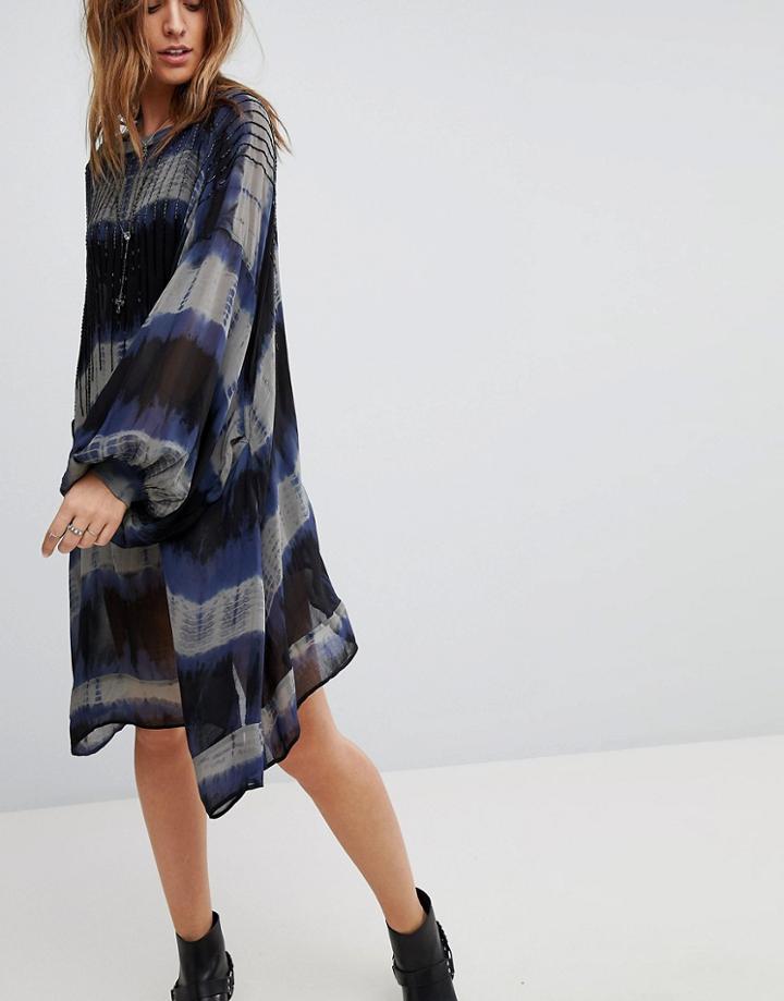 Religion Embellished Dress In Tie-dye - Gray