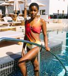 Labelrail X Eva Apio Heart Trim Cut-out Detail Swimsuit In Pink Ombre