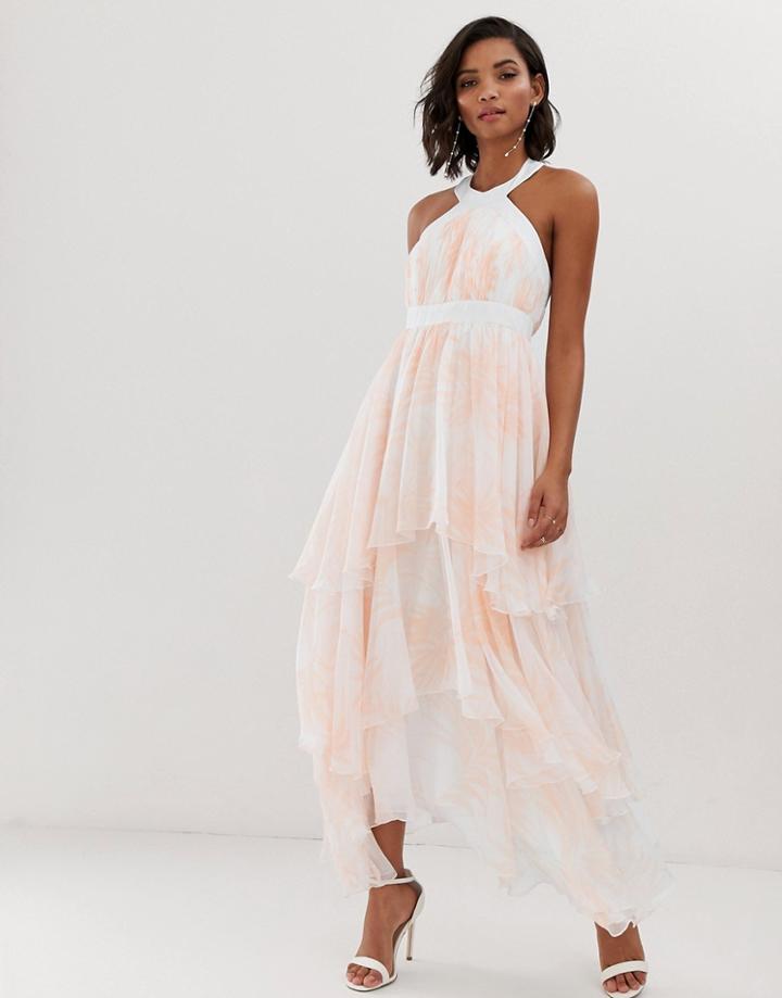 Y.a.s Floral Tiered Chiffon Maxi Dress - Multi