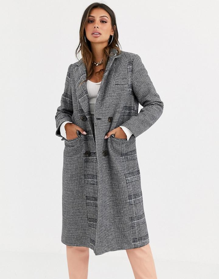 Asos Design Mix Match Check Coat