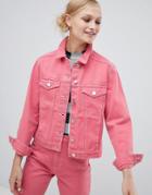 Monki Denim Jacket In Pink - Pink