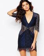 For Love And Lemons Lyla Cocktail Dress - Navy And Black