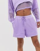 Asos Design Two-piece Jersey Festival Shorts With Mesh Overlay In Purple - Purple