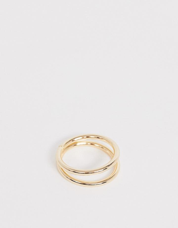 Asos Design Curve Cord Bracelet With Open Circle And Hammered Disc In Pink