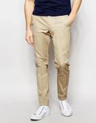 Sisley Slim Fit Chino With Turn Up - Beige