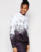 Jaded London Sweatshirt With Ombre Paisley Print - Black