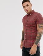 Asos Design Skinny Fit Mini Check Shirt In Red