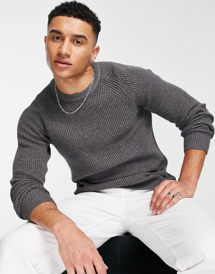 Selected Homme Knitted Sweater In Gray