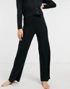 Pieces Soft Touch Lounge Wear Knit Pants Set In Black