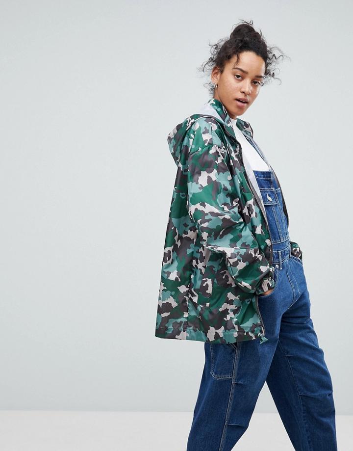 Asos Rainwear Jacket With Fanny Pack In Camo Print - Multi