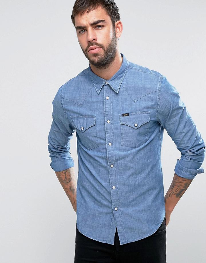 Lee Western Slim Fit Shirt Indigo Chambray - Blue
