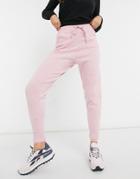 Fashion Union Fluffy Knit High Waisted Sweatpants - Part Of A Set-pink