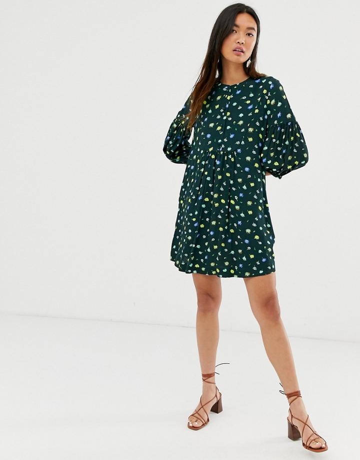 Whistles Elsa Scattered Floral Mini Dress-green