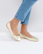 Asos Luna Leather Ballet Flats - Gold