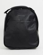 Armani Exchange Faux Leather All Over Logo Backpack In Black - Black