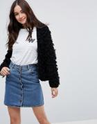 Asos Cardigan In Crop With Loop Stitch - Black
