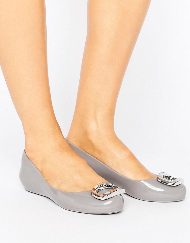 Zaxy Pop Charm Ballerina Pumps - Gray