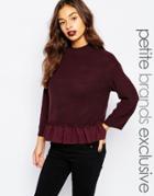 Vero Moda Petite Rib Woven Hem Sweater - Fudge