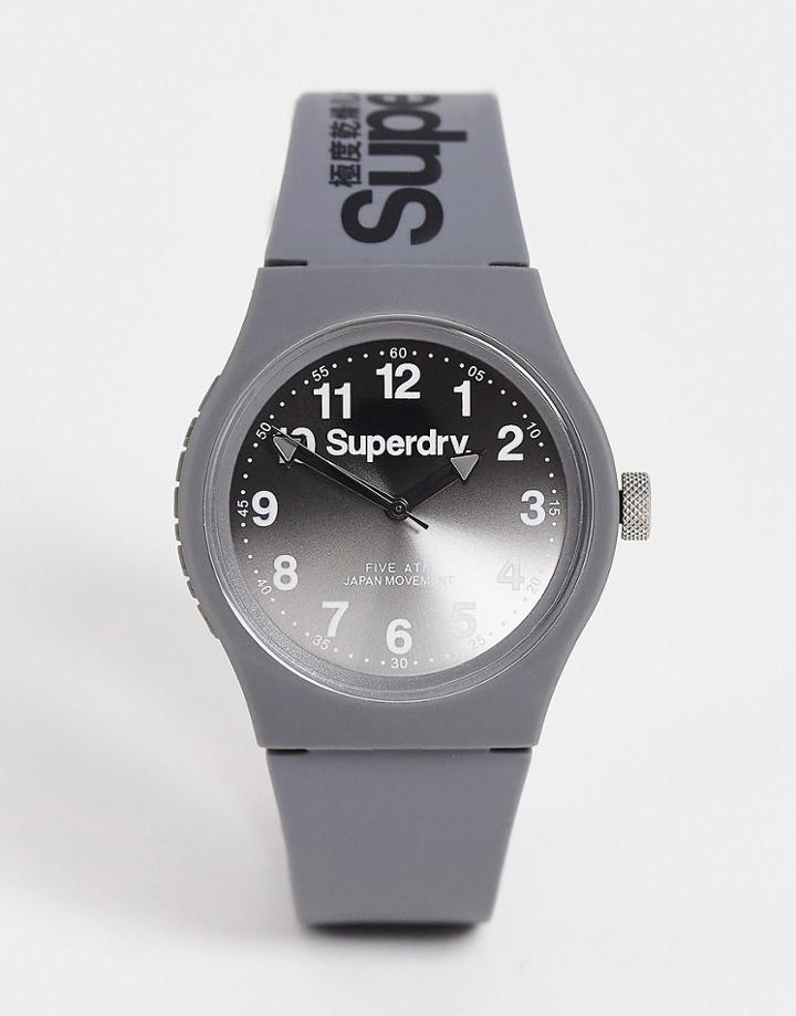 Superdry Silicone Strap Watch In Gray Ombre