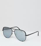 Quay Australia X Desi High Key Flat Lens Aviator Sunglasses In Black & Free Sunglasses Case Exclusive To Asos - Black