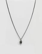 Simon Carter Skull Pendant Necklace In Antique Silver Wiith Black Diamond Swarovski Crystals - Black